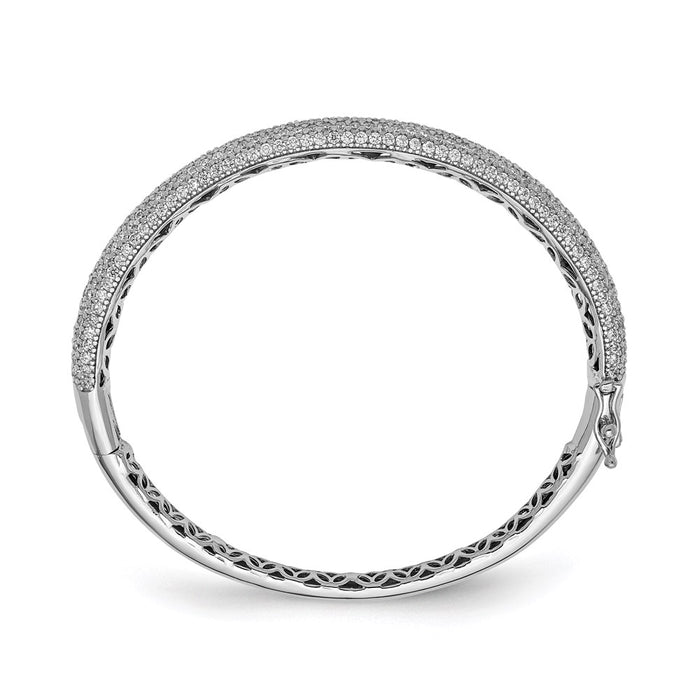 Buy Stylish Rhodium-Plated Sterling Silver Bangle with 303 CZ Stones-2