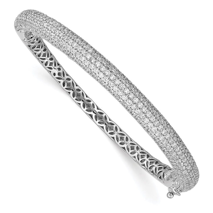 Buy Stylish Rhodium-Plated Sterling Silver Bangle with 303 CZ Stones-1