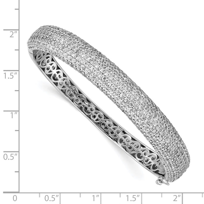 High-Quality Rhodium-Plated CZ Pav Hinged Bangle | Stylish Sterling Silver Value-3