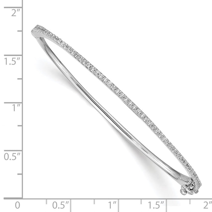 Shop Stylish Rhodium-Plated Sterling Silver Hinged Bangle Bracelet with 62 CZ Stones-3