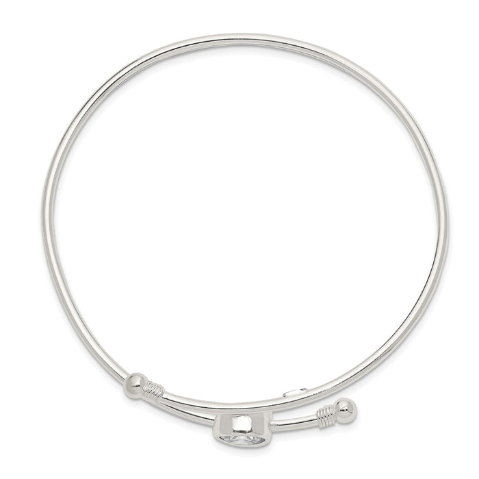 Shop Stylish Polished Sterling Silver CZ Bangle Bracelet - Affordable Luxury!-2
