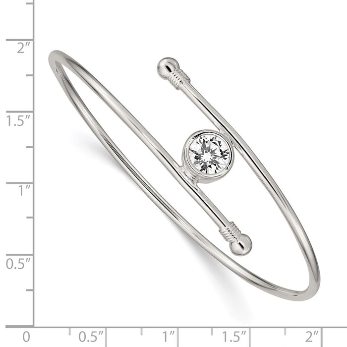 Shop Stylish Polished Sterling Silver CZ Bangle Bracelet - Affordable Luxury!-3