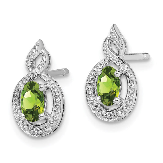 Exclusive Rhodium-Plated Sterling Silver Peridot & Diamond Earrings - Stylish Value!