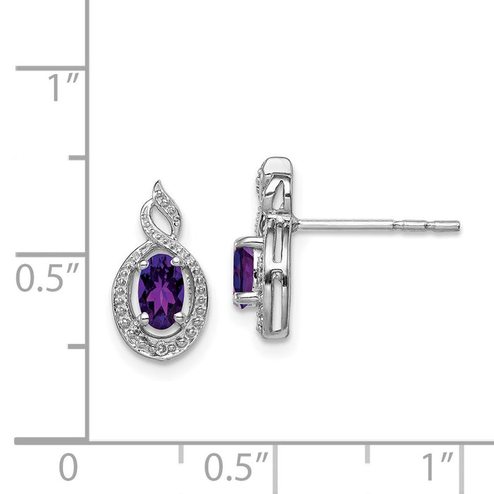 Shop Exclusive Rhodium-Plated Sterling Silver Amethyst & Diamond Earrings - Stylish Value!-4