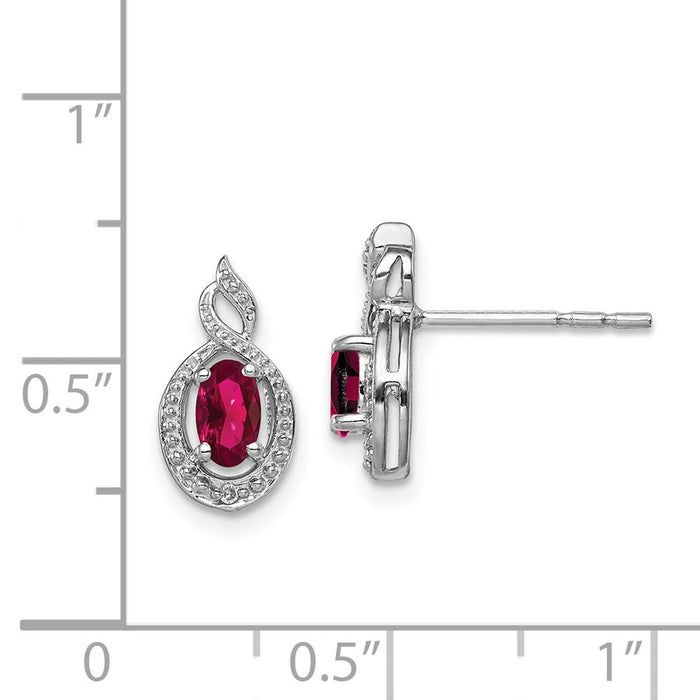 Shop Exclusive Sterling Silver Rhodium-Plated Ruby & Diamond Earrings - Stylish!-4