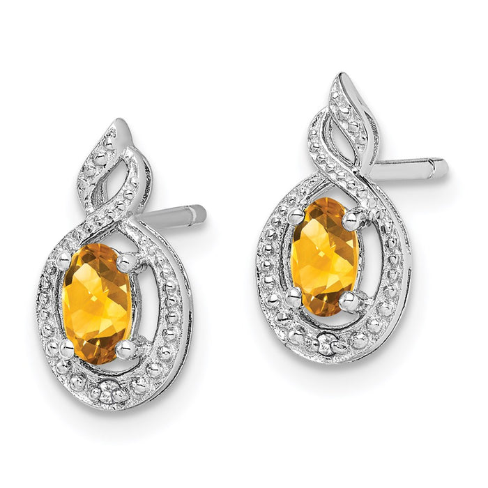 Exclusive Rhodium-Plated Sterling Silver Citrine & Diamond Earrings | Stylish Value-2