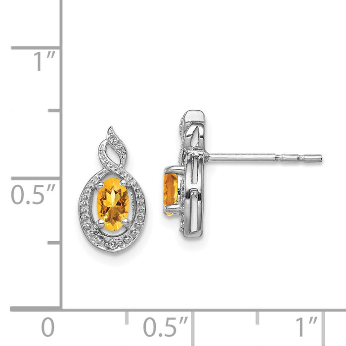 Exclusive Rhodium-Plated Sterling Silver Citrine & Diamond Earrings | Stylish Value-4