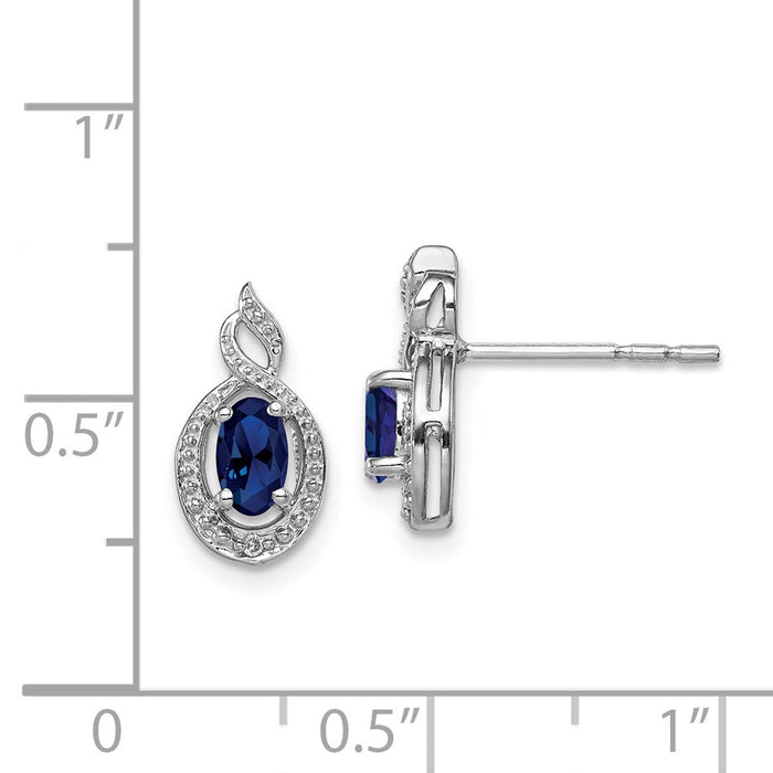 Shop Stylish Rhodium-Plated Sterling Silver Earrings with Sapphire & Diamonds-4