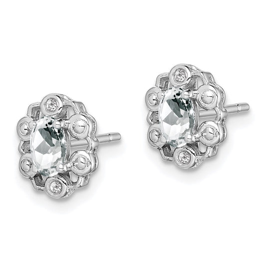 Shop Stylish Rhodium-Plated Sterling Silver Earrings with White Topaz & Diamonds