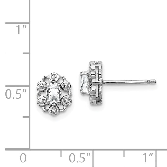 Shop Stylish Rhodium-Plated Sterling Silver Earrings with White Topaz & Diamonds-4