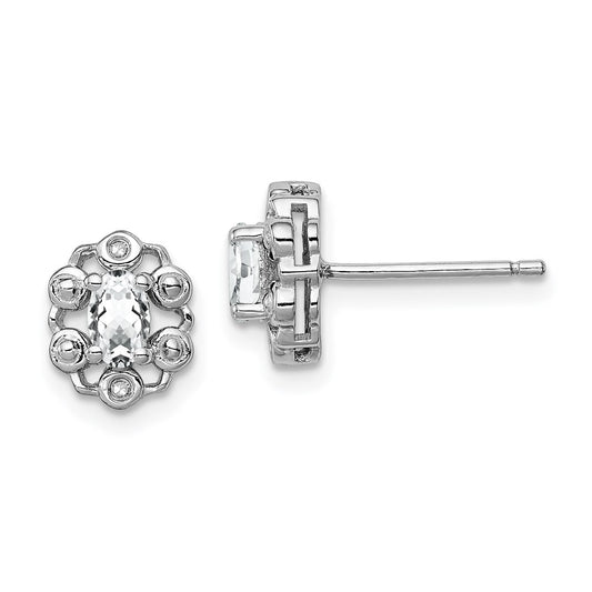 Shop Stylish Rhodium-Plated Sterling Silver Earrings with White Topaz & Diamonds