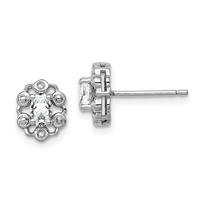 Shop Stylish Rhodium-Plated Sterling Silver Earrings with White Topaz & Diamonds-1