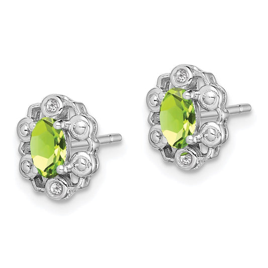Buy Exclusive Rhodium-Plated Sterling Silver Peridot & Diamond Earrings - Stylish Value!