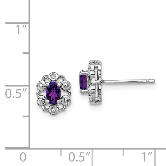 Shop Stylish Rhodium-Plated Sterling Silver Amethyst & Diamond Earrings - 14K Value-4