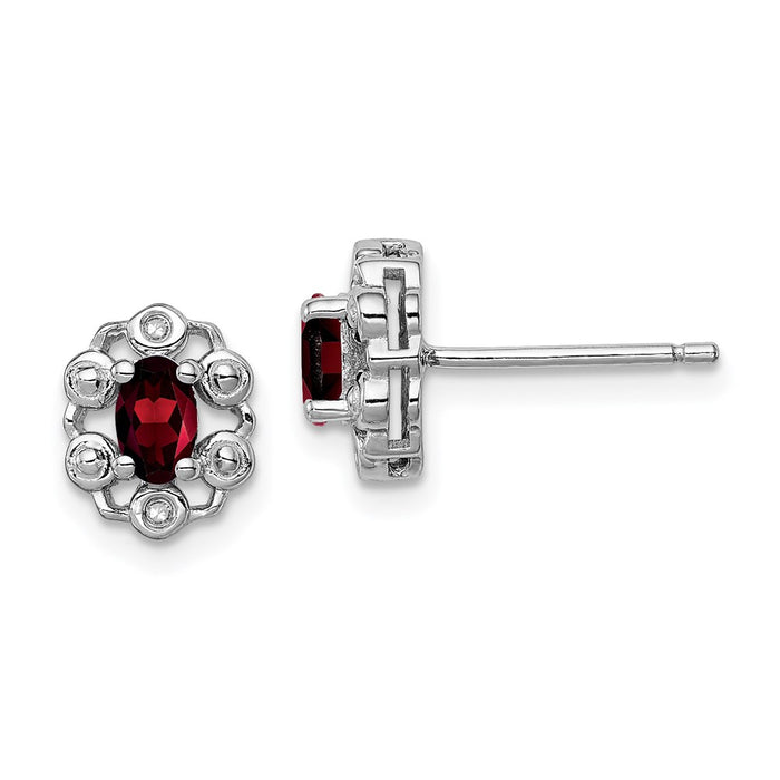 Order Stylish Rhodium-Plated Sterling Silver Garnet & Diamond Earrings - Luxury Design-1