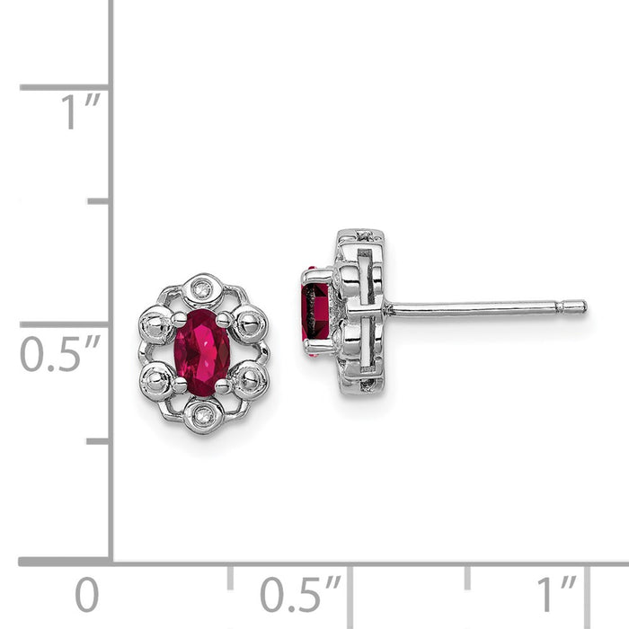 Shop Stylish Rhodium-Plated Sterling Silver Ruby & Diamond Earrings - Luxury Value-4