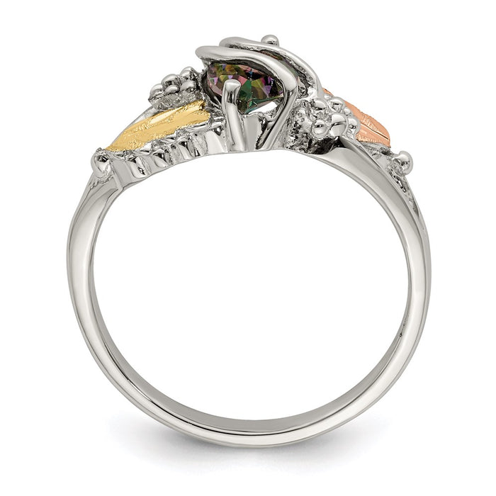 High-Quality Landstrom's Sterling Silver Ring | 12K Gold Accents, Mystic Fire Topaz-2