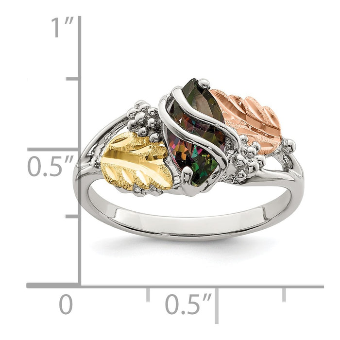 High-Quality Landstrom's Sterling Silver Ring | 12K Gold Accents, Mystic Fire Topaz-4