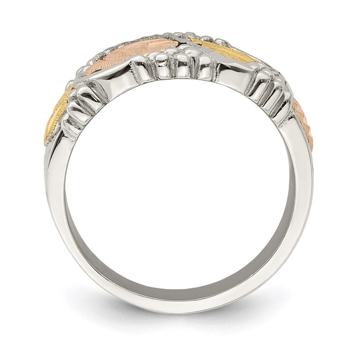 High-Quality Landstrom's Mt. Rushmore Sterling Silver Ring | Stylish 12K Gold Leaf Accents-2