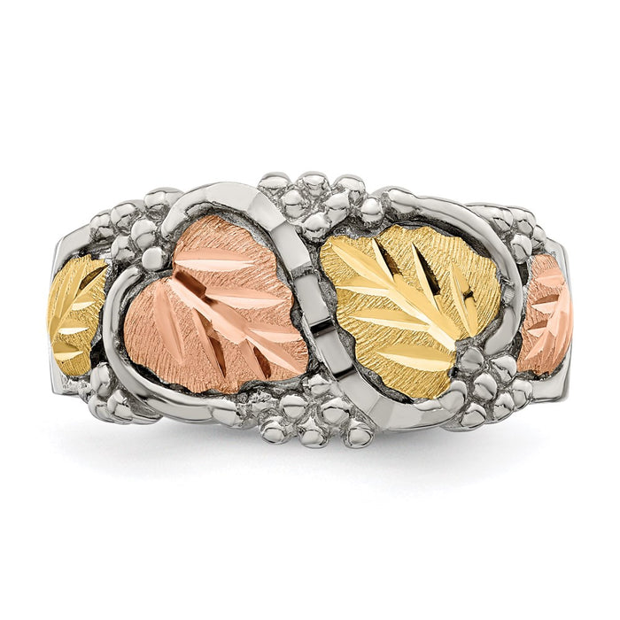 High-Quality Landstrom's Mt. Rushmore Sterling Silver Ring | Stylish 12K Gold Leaf Accents-4