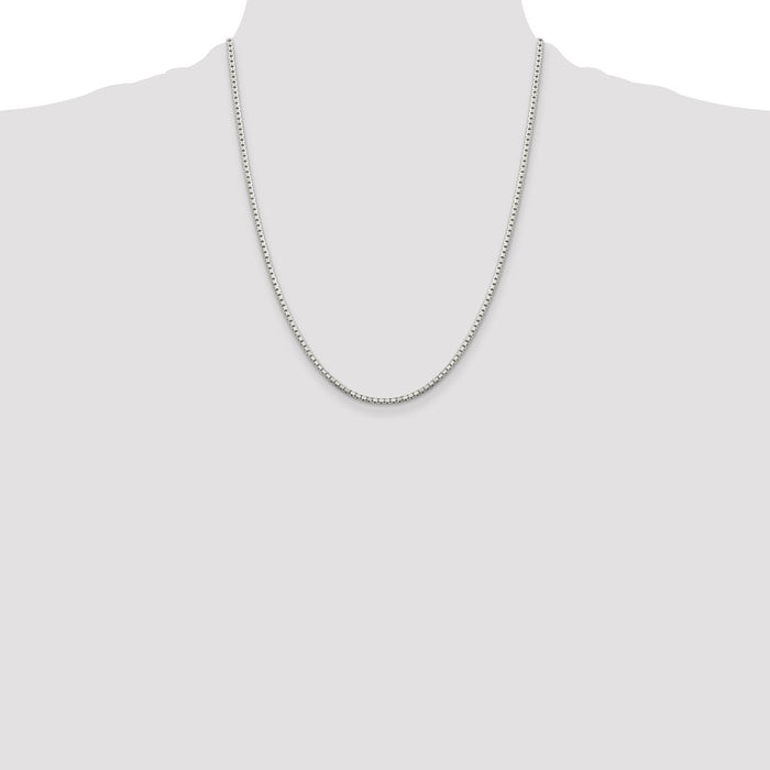 Buy Stylish 2mm Diamond-Cut Box Chain Necklace in Sterling Silver - High-Quality!-4