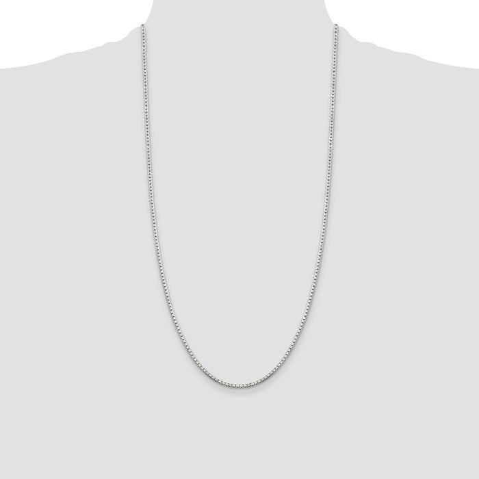 High-Quality 2mm Diamond-Cut Sterling Silver Box Chain - Stylish & Affordable!-4