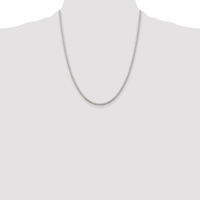 Buy Stylish Rhodium-Plated Sterling Silver 2mm Diamond-Cut Box Chain - Affordable Luxury-4