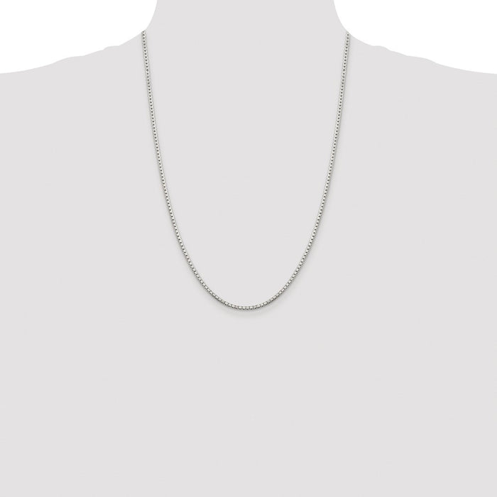 Buy Stylish 2mm Rhodium-Plated Sterling Silver Diamond-Cut Box Chain-4
