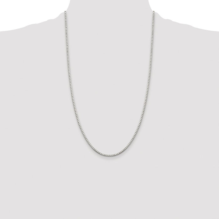 Exclusive 2mm Rhodium-Plated Sterling Silver Box Chain - Stylish & Affordable-4