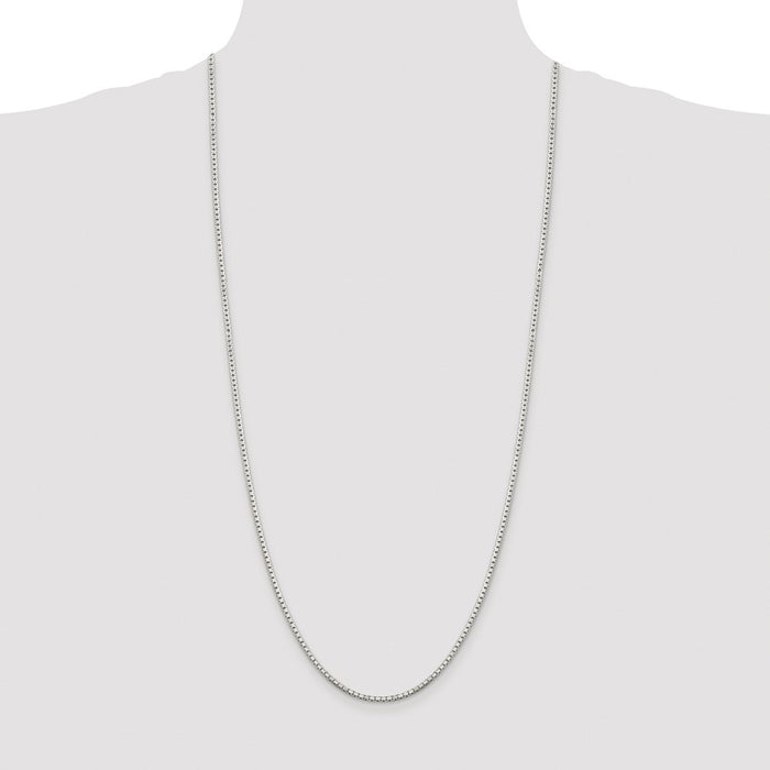 Buy Stylish Rhodium-Plated Sterling Silver 2mm Diamond-Cut Box Chain - Value!-4