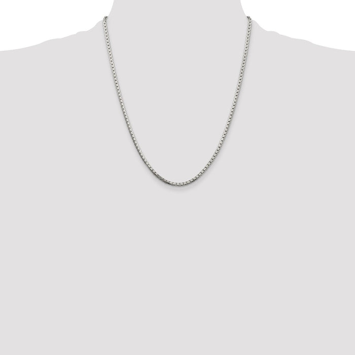 Buy Stylish 2.5mm Sterling Silver Diamond-Cut Box Chain - Luxury Design!-4