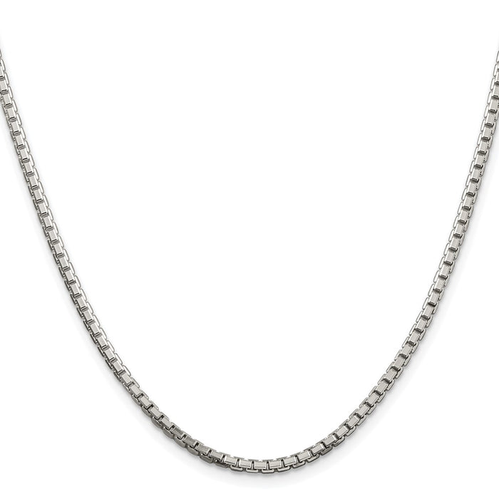 High-Quality Rhodium-Plated Sterling Silver 2.5mm Diamond-Cut Box Chain-2
