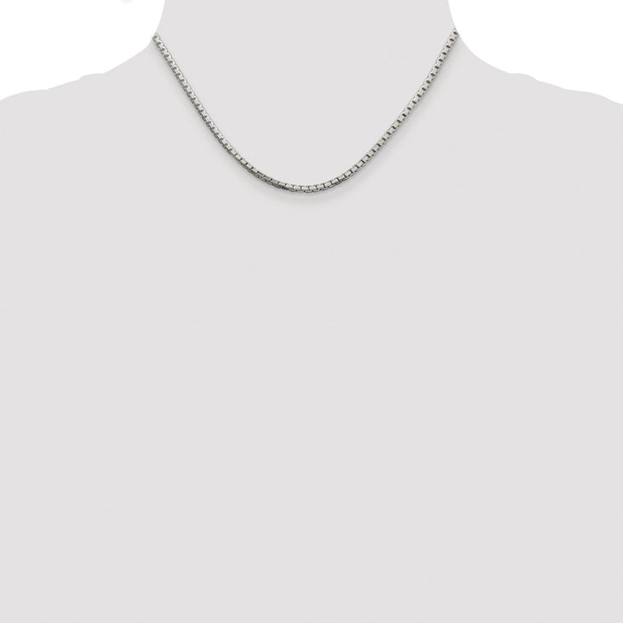 Buy Stylish Rhodium-Plated Sterling Silver 2.5mm Diamond-Cut Box Chain-4