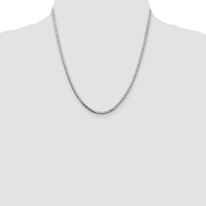 Buy Stylish Rhodium-Plated Sterling Silver 2.5mm Diamond-Cut Box Chain-4