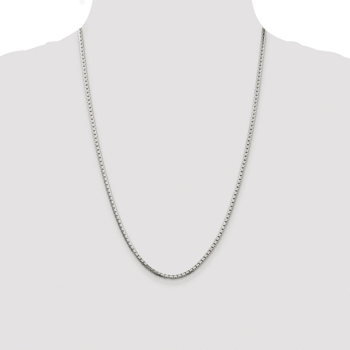 Buy Stylish Rhodium-Plated Sterling Silver 2.5mm Diamond-Cut Box Chain-4