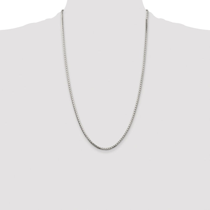 High-Quality Rhodium-Plated Sterling Silver 2.5mm Box Chain - Stylish Value!-4