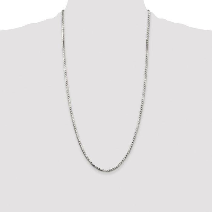 High-Quality Rhodium-Plated Sterling Silver 2.5mm Diamond-Cut Box Chain-4