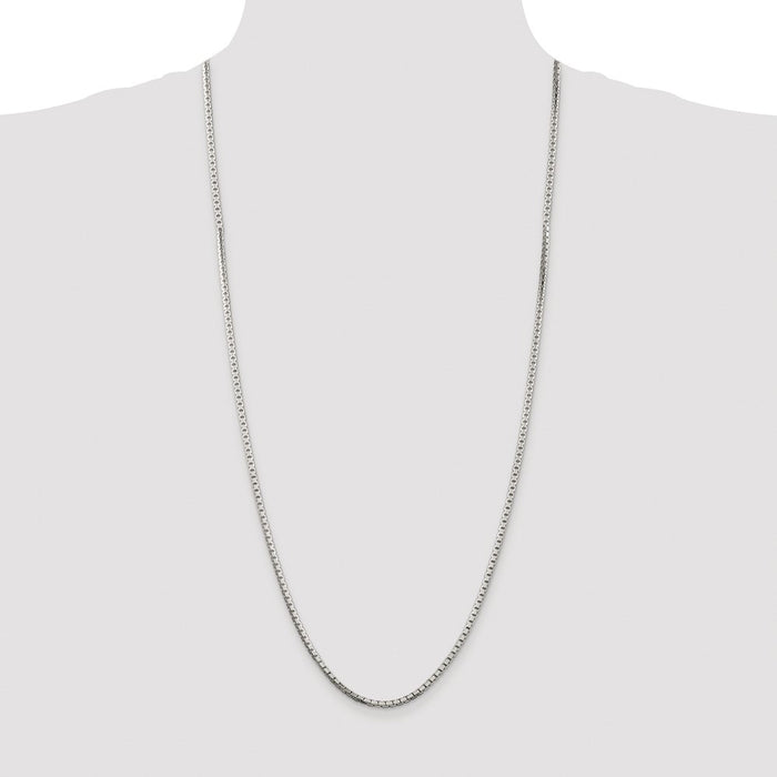 Exclusive Rhodium-Plated Sterling Silver 2.5mm Diamond-Cut Box Chain - Stylish Luxury-4