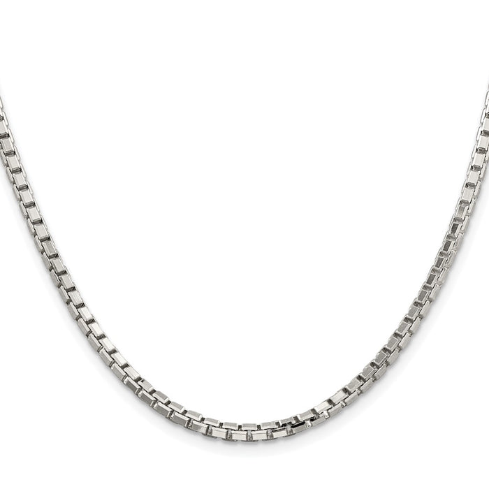 High-Quality Rhodium-Plated Sterling Silver 2.9mm Diamond-Cut Box Chain - Stylish Value-2