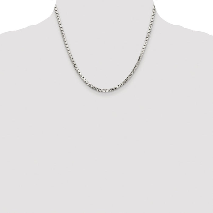 High-Quality Rhodium-Plated Sterling Silver 2.9mm Diamond-Cut Box Chain - Stylish Value-4