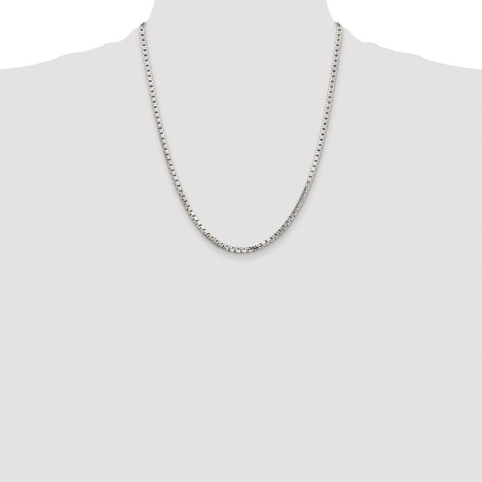 Buy Stylish Rhodium-Plated Sterling Silver 2.9mm Diamond-Cut Box Chain-4