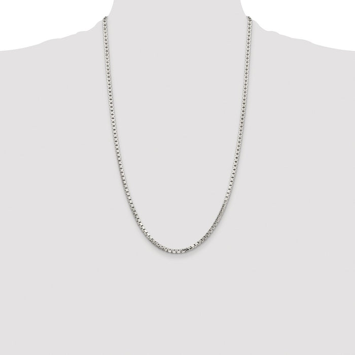 Buy Stylish Rhodium-Plated 2.9mm Diamond-Cut Sterling Silver Box Chain-4