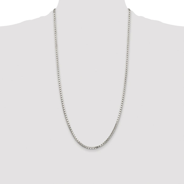 Buy Stylish 2.9mm Rhodium-Plated Sterling Silver Diamond-Cut Box Chain-4