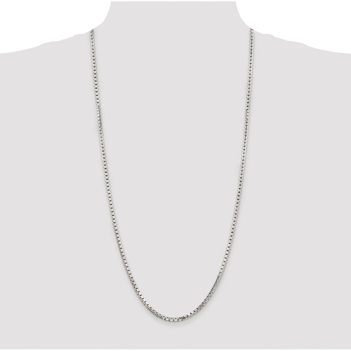 Buy Stylish 2.9mm Rhodium-Plated Sterling Silver 8-Sided Box Chain-4