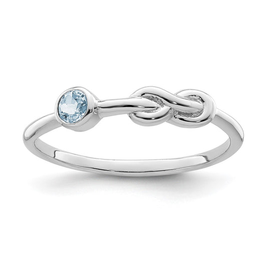 Shop Stylish Polished Infinity Aquamarine Ring in Rhodium-Plated Silver