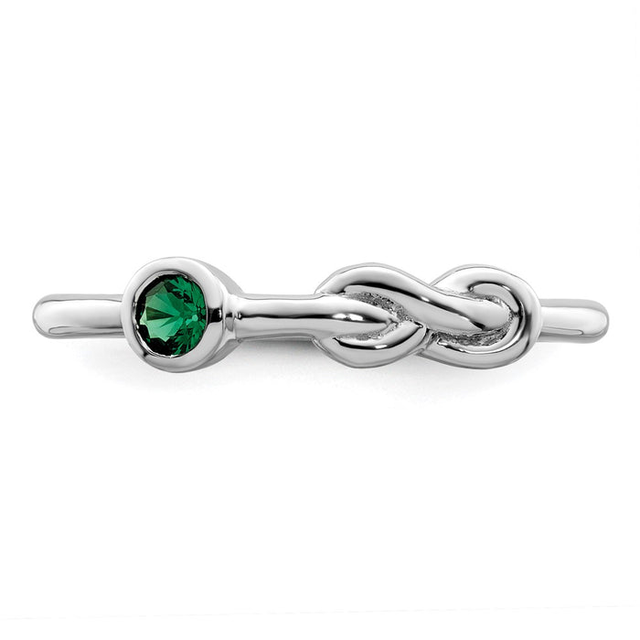 Shop Stylish Polished Infinity Ring in Rhodium-Plated Silver with Emerald-4