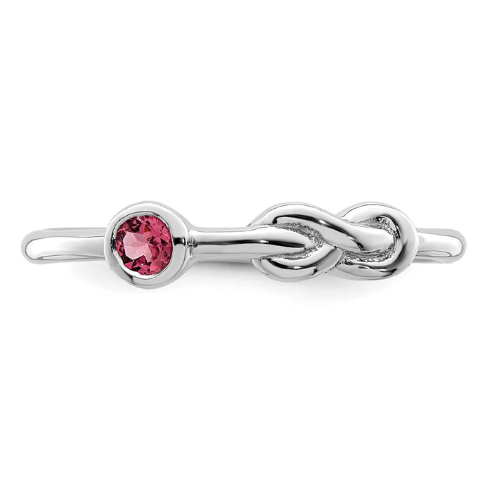 Buy Stylish Rhodium-Plated Sterling Silver Infinity Ring with Pink Tourmaline-4