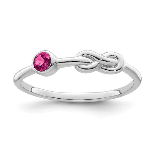 Buy Stylish Rhodium-Plated Sterling Silver Infinity Ring with Pink Tourmaline
