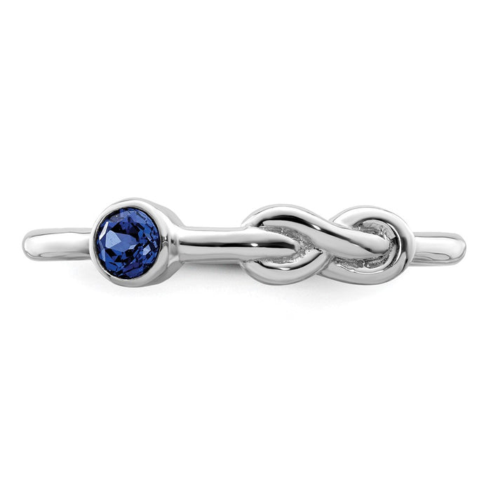 High-Quality Polished Infinity Ring with Lab-Created Sapphire | Stylish Silver-4
