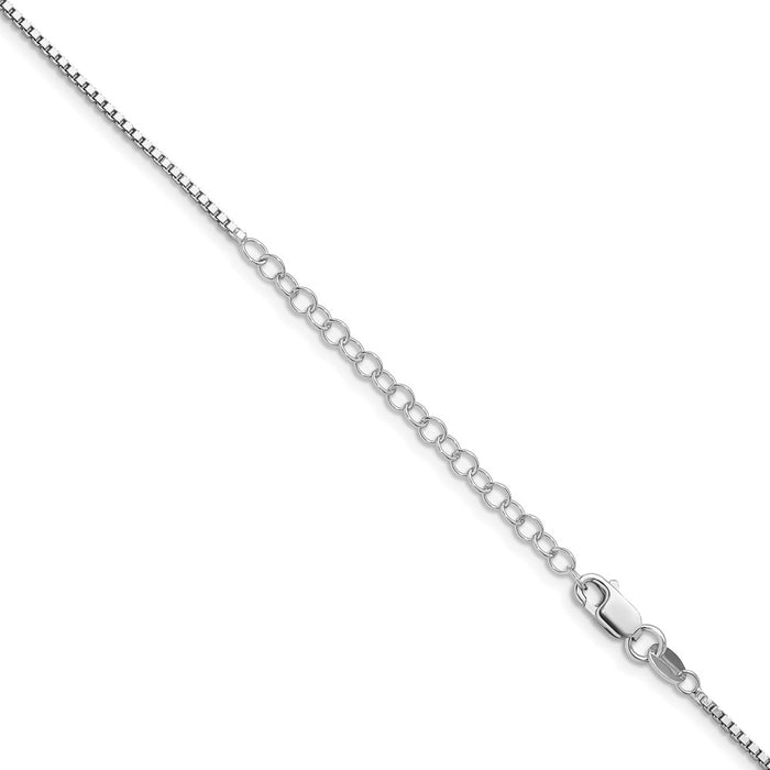 Buy Stylish Rhodium-Plated Sterling Silver 1.4mm Box Chain, 2-Inch Extension-3
